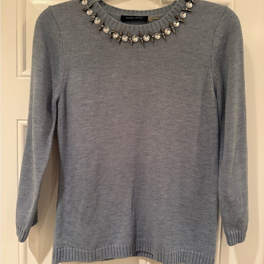 Ivanka Trump Sweater with Embellished Neckline